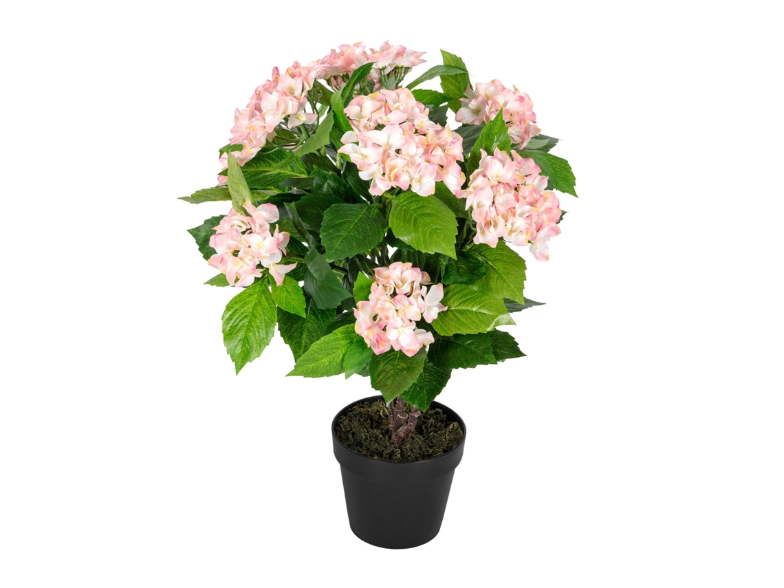 Planta artificial de hortensia rosa Homescapes con maceta, 70 cm