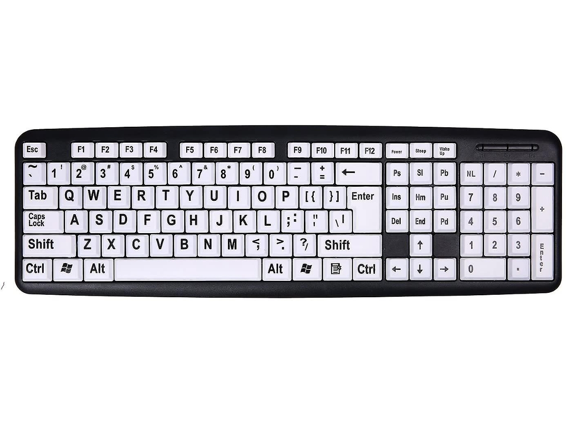 Teclado con cable con letras grandes, teclas grandes, teclados USB para personas con discapacidad visual Everley891