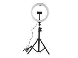 Anillo de luz LED Aetheria Puluz Pkt3044b con trípode para fotografía y transmisión en vivo.