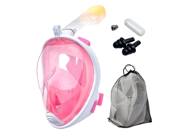 Máscara de buceo integral Hexinyigjly con soporte extraíble para cámara – Apta para niños, color rosa