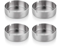 Juego De 4 Ceniceros Acero Inoxidable 10 Cm, Mesa Diseño Moderno, Aptos Para Uso En Interiores Y Exteriores, Hogar