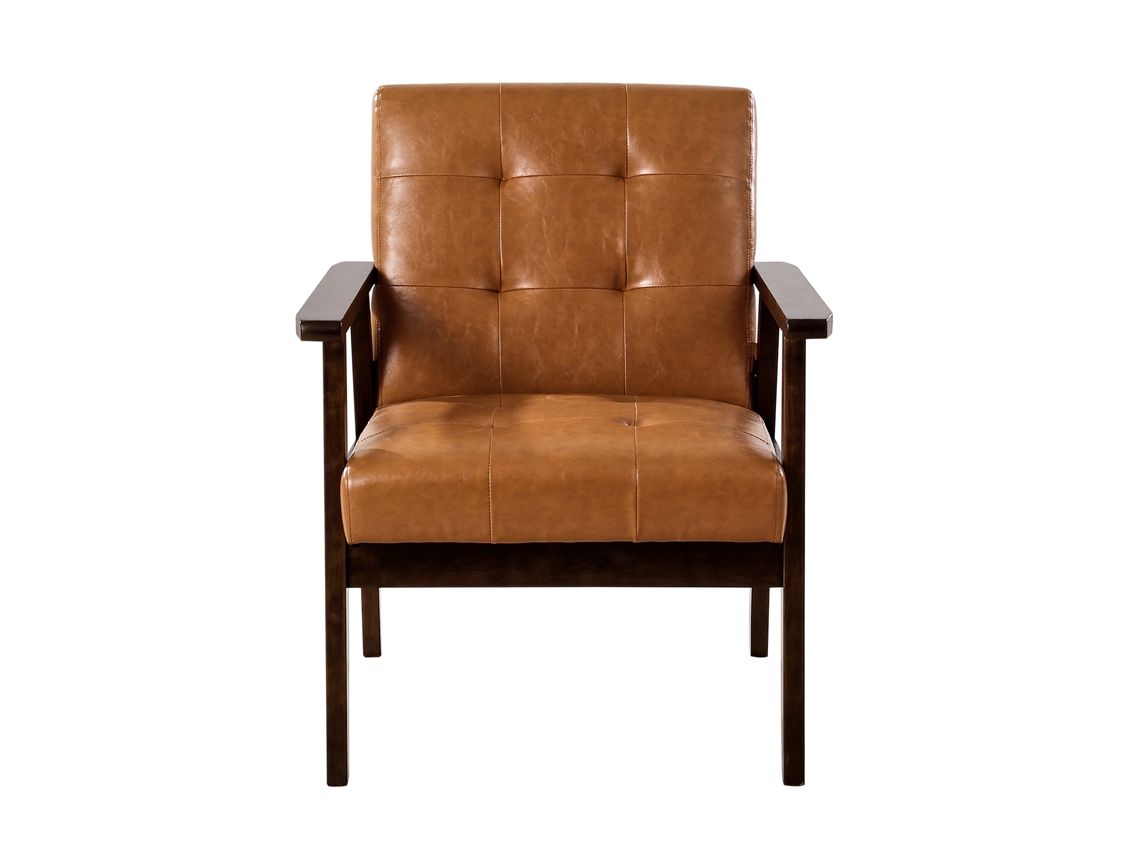 Sillón con tapizado en suave piel sintética de Succebuy y estructura de madera maciza.