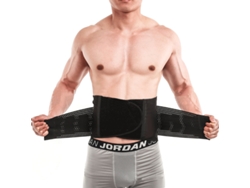 (Negro G) Cinturón de soporte abdominal, cinturón de protección lumbar, cintura ajustable, correas de malla