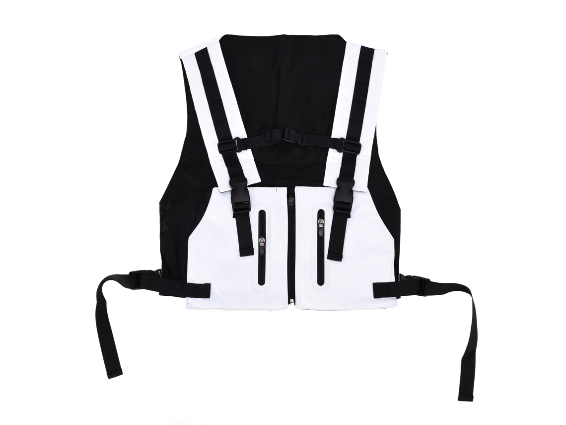 Jinwei-chaleco Reflectivo Impermeable Con Bolsillo Cremallera Para Senderismo Running Ciclismo Alta Visibilidad Blanco