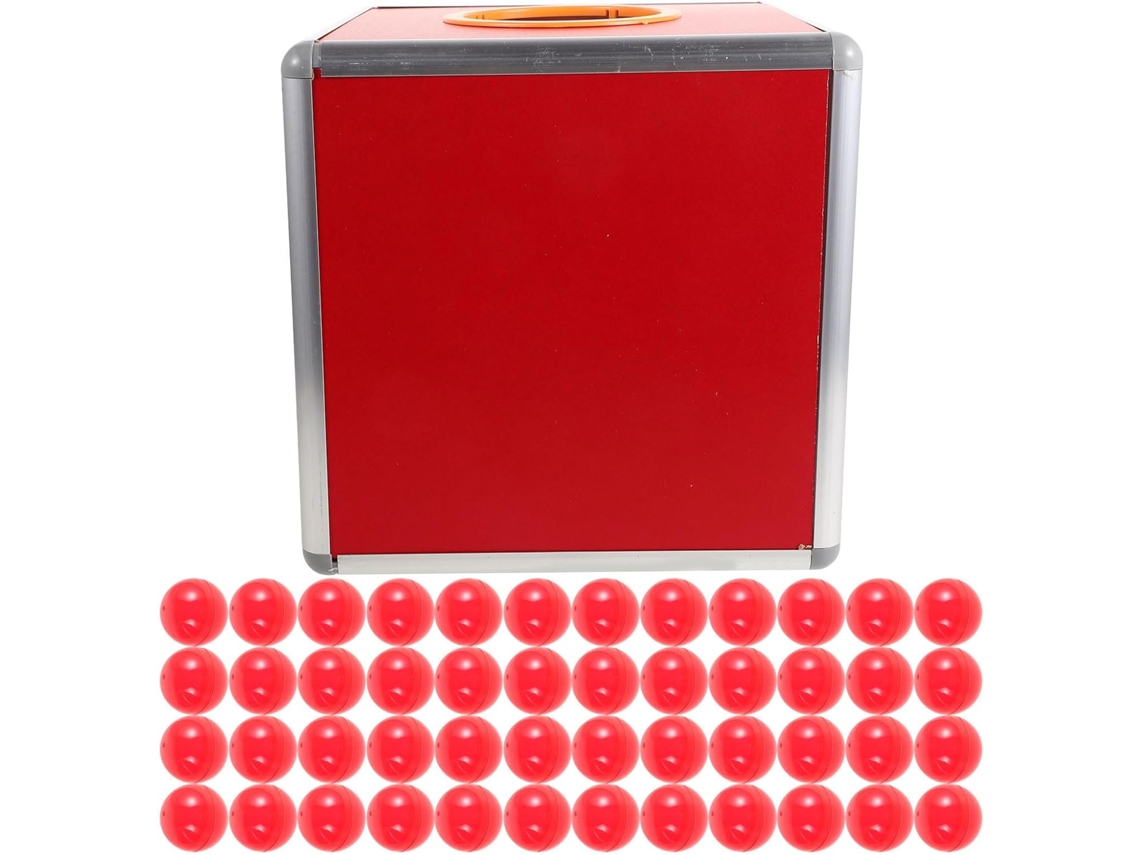 Caixa Transparente Para Rifa De 25 Cm Com 50 Bolas Vermelhas, Jogo De Sorteio Versátil