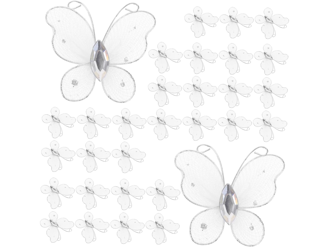 50 Piezas De Adornos De Malla Blanca Para El Hogar, Ideales Para Fiestas, Bodas Y Árboles De Navidad.