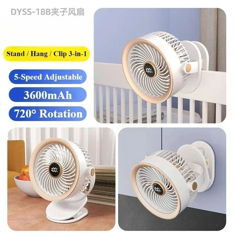 Ventilador Con Clip (modelo Con Enchufe Blanco), 5 Velocidades, Rotación Silenciosa De 360°, Mini Ventilador De Refrigeración.