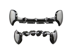 Juego De Fundas Dentales Superiores E Inferiores Chapadas En Oro De 18 Quilates Con Colmillos De Vampiro Para Hombres Y Mujeres.
