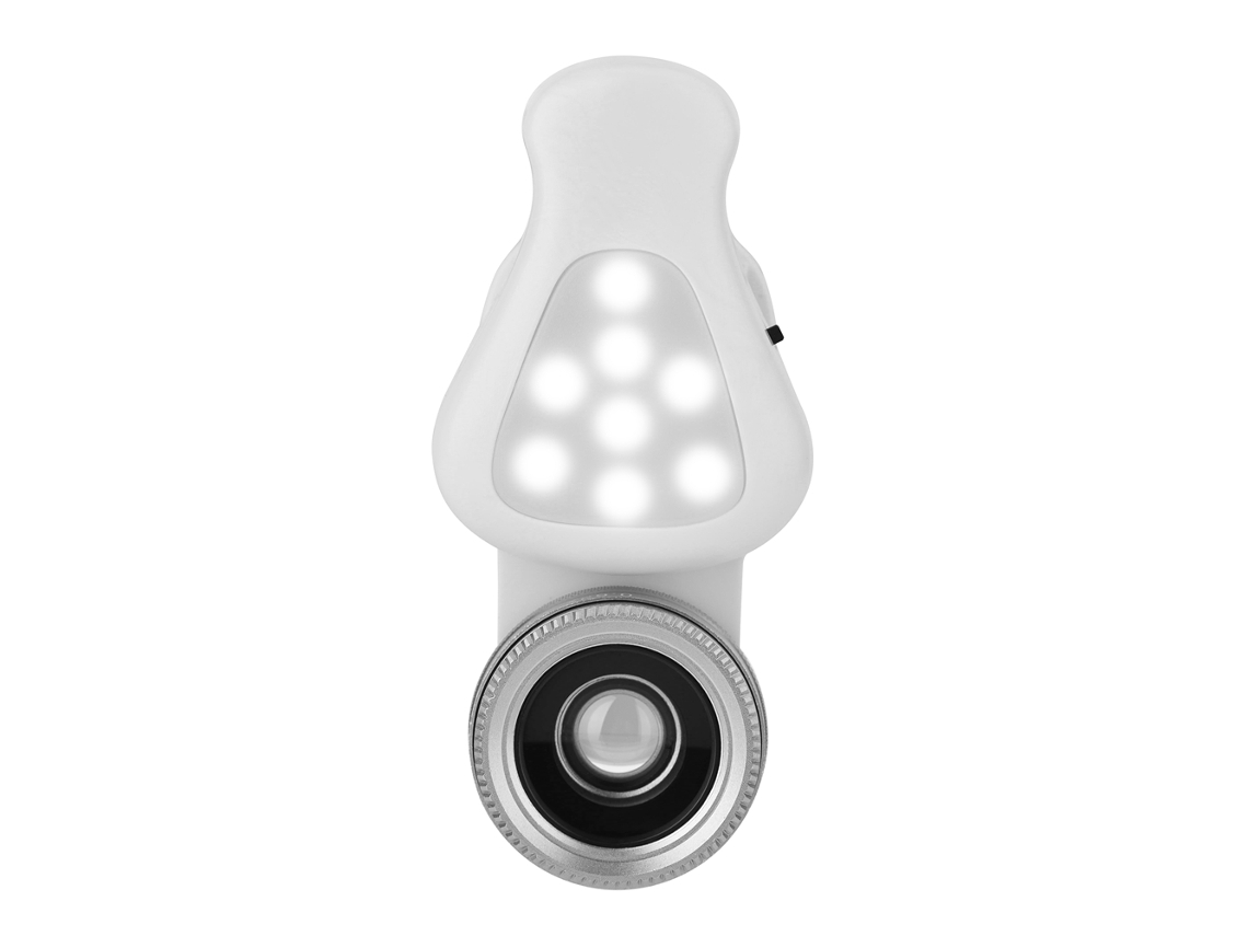Luz De Relleno De 8 Led Para Cámara Móvil Externa Lente Macro 15x Plateada