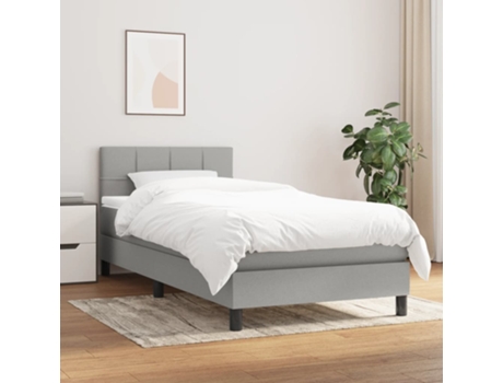 Cama con somier VIDAXL (Gris - Tela - 193 x 90 x 88 cm)