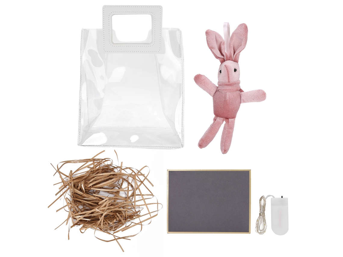 Bolsa Tote Transparente De Pvc Estilo Europeu Com Luz Led, Coelho De Desejo E Rafia Para Presentes De Aniversário, Natal E Dia Dos Namorados