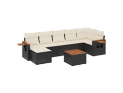 Maison Exclusive - Set De Sofás De Jardín 8 Piezas Y Cojines Ratán Sintético Negro