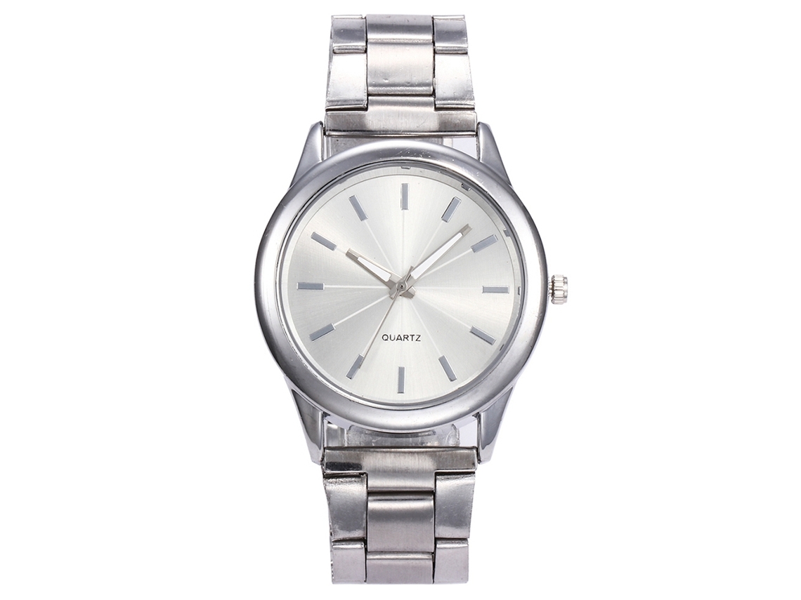 Reloj De Pulsera Unisex Vansvar Con Brazalete De Aleación Metálica, Estilo Clásico De Negocios, Color Blanco Plateado.