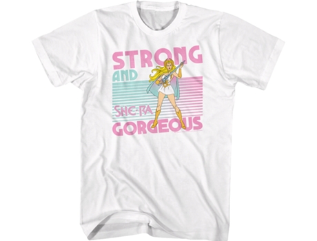 Camisetas Unisex DEEPSTONE She-Ra Strong and Gorgeous Masters of the Universe Blanco (XXL)