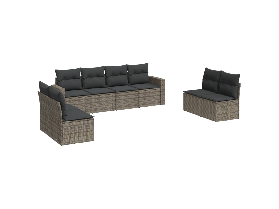 Maison Exclusive - Conjunto de sofás de jardín de 8 piezas con cojines de mimbre y patas grises
