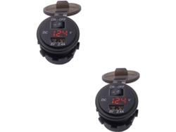 Cargador Usb Impermeable De 2 Piezas Para Teléfono Con Pantalla Digital Y Compatible Con Luces Rojas De Coche.
