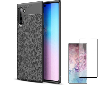 Carcasa y Protector Samsung Note 10 Rugged Leather Negro