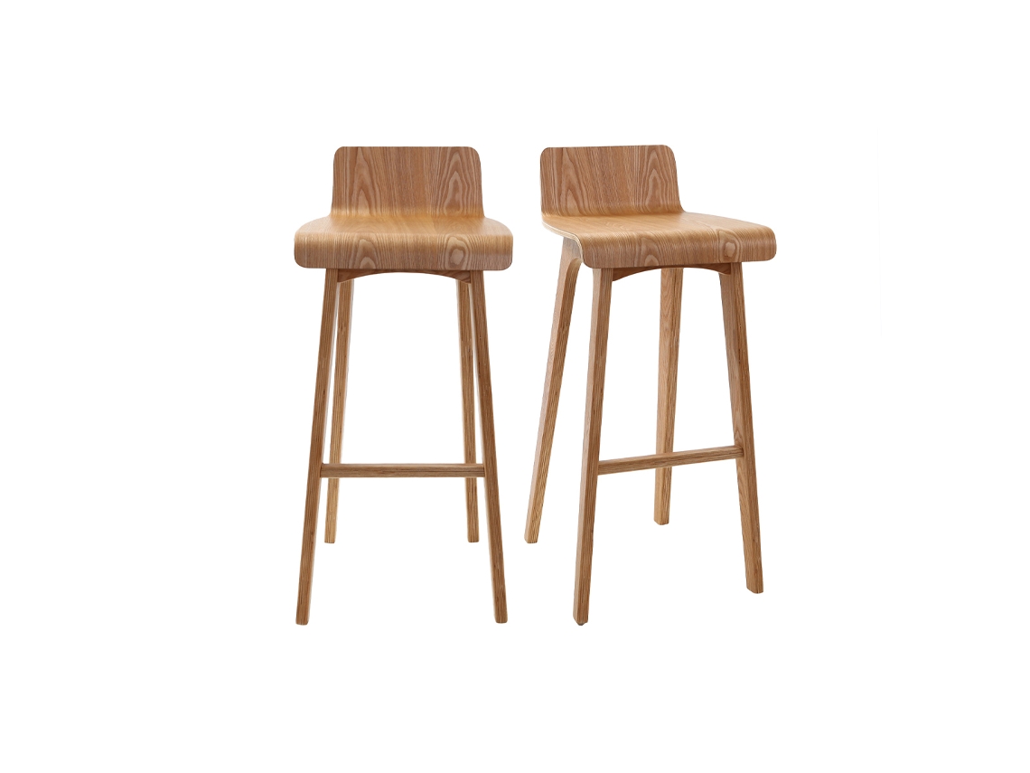 Conjunto de 2 bancos de cozinha nórdicos de madeira clara 75 cm Baltik MILIBOO