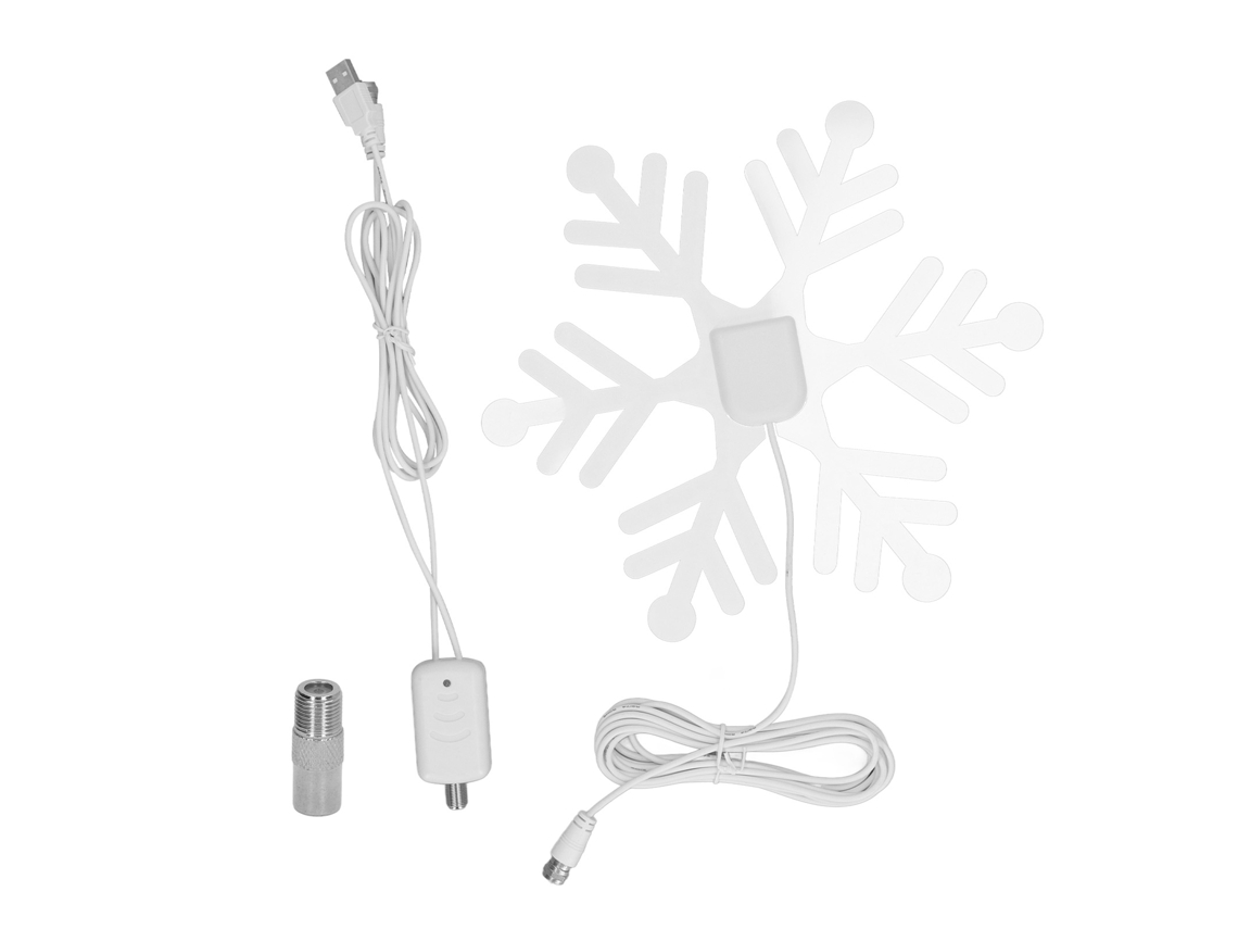 2026-antena De Tv Digital Interior Amplificada Forma De Copo De Nieve Hd Para Smart Tv Dtb Atsc Isdb-t Blanca