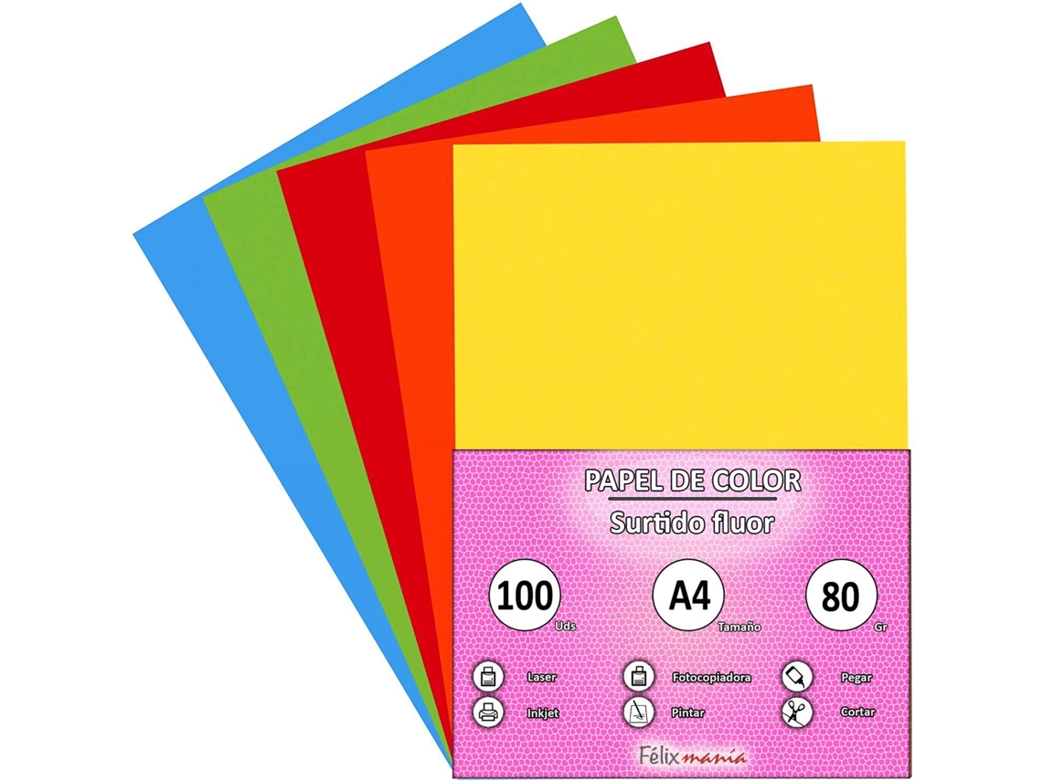 A4 Paper 80Gr Variety Fluor 100 Hojas
