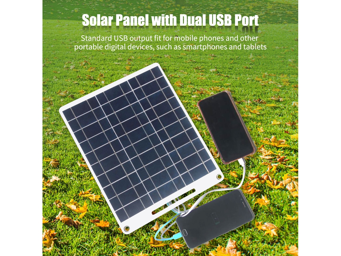 Panel solar (2 puertos USB, carga de teléfono celular)