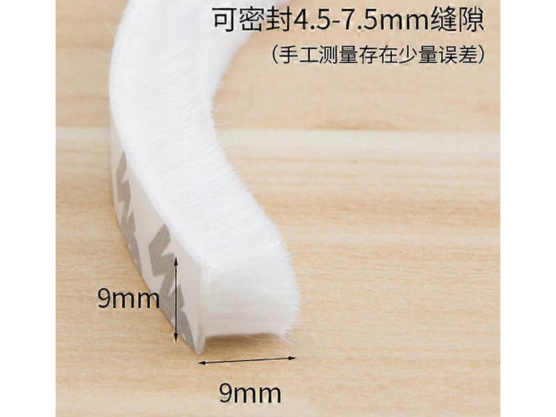 Tira De Sellado De Pelo Adhesivo Para Puertas Y Ventanas 10m, Aislante De Ruido, Polipropileno, Gris Y Blanco 9*9mm Blanco