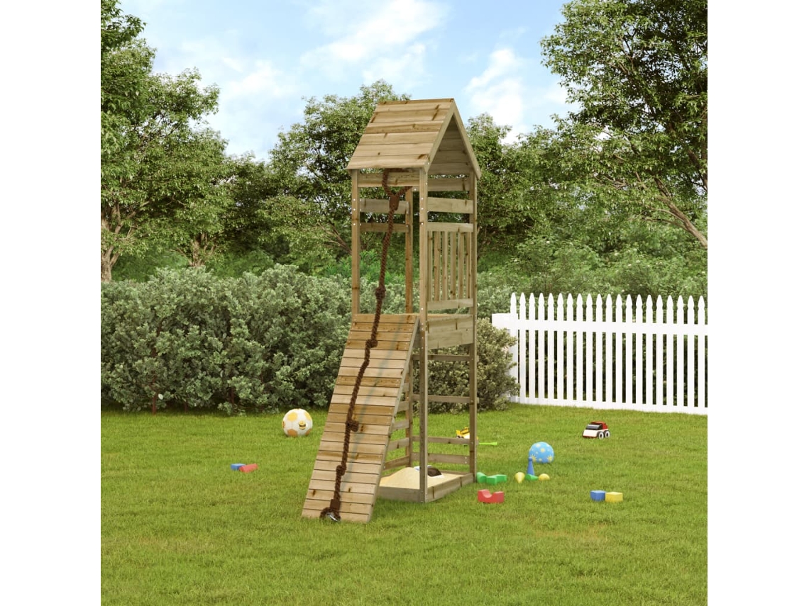 Parque Infantil Con Pared De Escalada Madera Impregnada De Pino