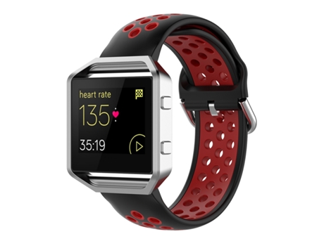 Correa de reloj inteligente para Fitbit Versa 2/Versa/Versa Lite/Blaze 23 mm Correa deportiva de repuesto de silicona de dos colores (negro rojo)