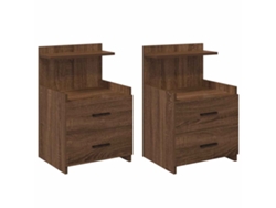 Maison Exclusive - Mesitas De Noche 2 Piezas Con 2 Cajones Roble Marrón 40x36,5x62 Cm