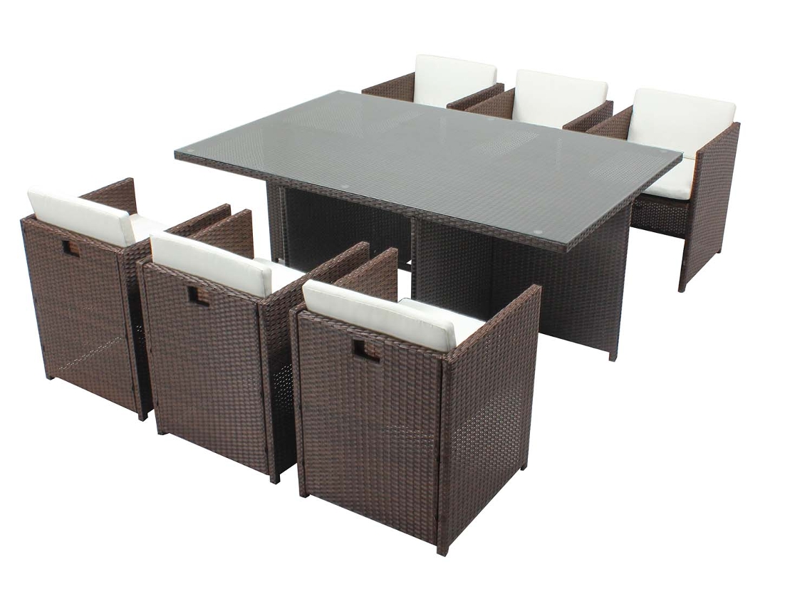 Conjunto de Comida CONCEPT U Miami 6 Personas em resina trançada Brown Poly Rattan