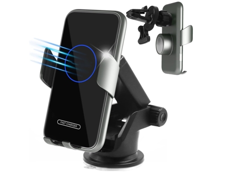 Cargador de montaje rápido para automóvil de 15 W, cargador de automóvil para iPhone 15 14 13 12 11 Pro Max, Samsung, etc. Soporte para teléfono co...