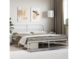 Estructura Cama Sin Colchón Con Cabecero Metal Blanco 200x200cm