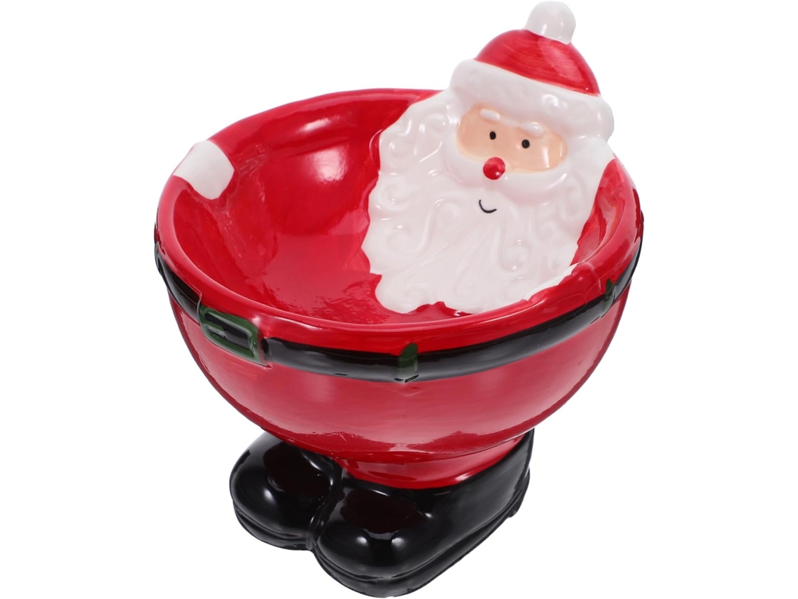 Bol De Cerámica Con Pie De Papá Noel, Dulces Festivos