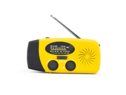 Radio de emergencia portátil Yuysan YY 071p FM/AM, recargable por energía solar, dinamo de manivela, linterna LED, 2000 mAh, alarma SOS amarilla