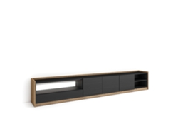 Mueble para TV, 310x37x50cm, para televisores de hasta 80'', LED, negro y roble.