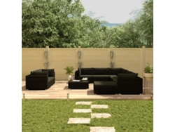 Conjunto de jardín de 10 piezas con cojines en mimbre sintético negro de DKD Home Decor