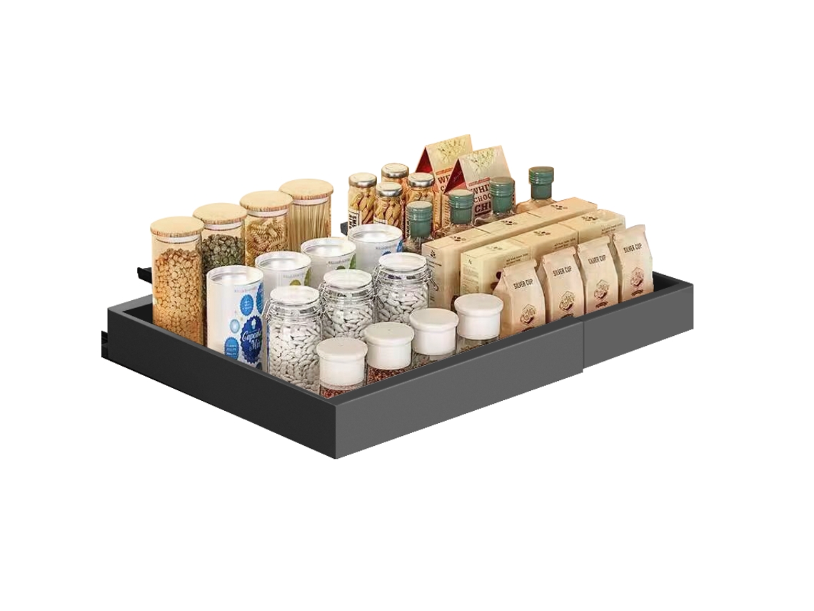 Cajones de Cocina Deslizantes, con Adhesivo, sin Necesidad de Taladrar, 41,7 x 51,5 x 6 cm, Acero al Carbono, Multiusos, Negro