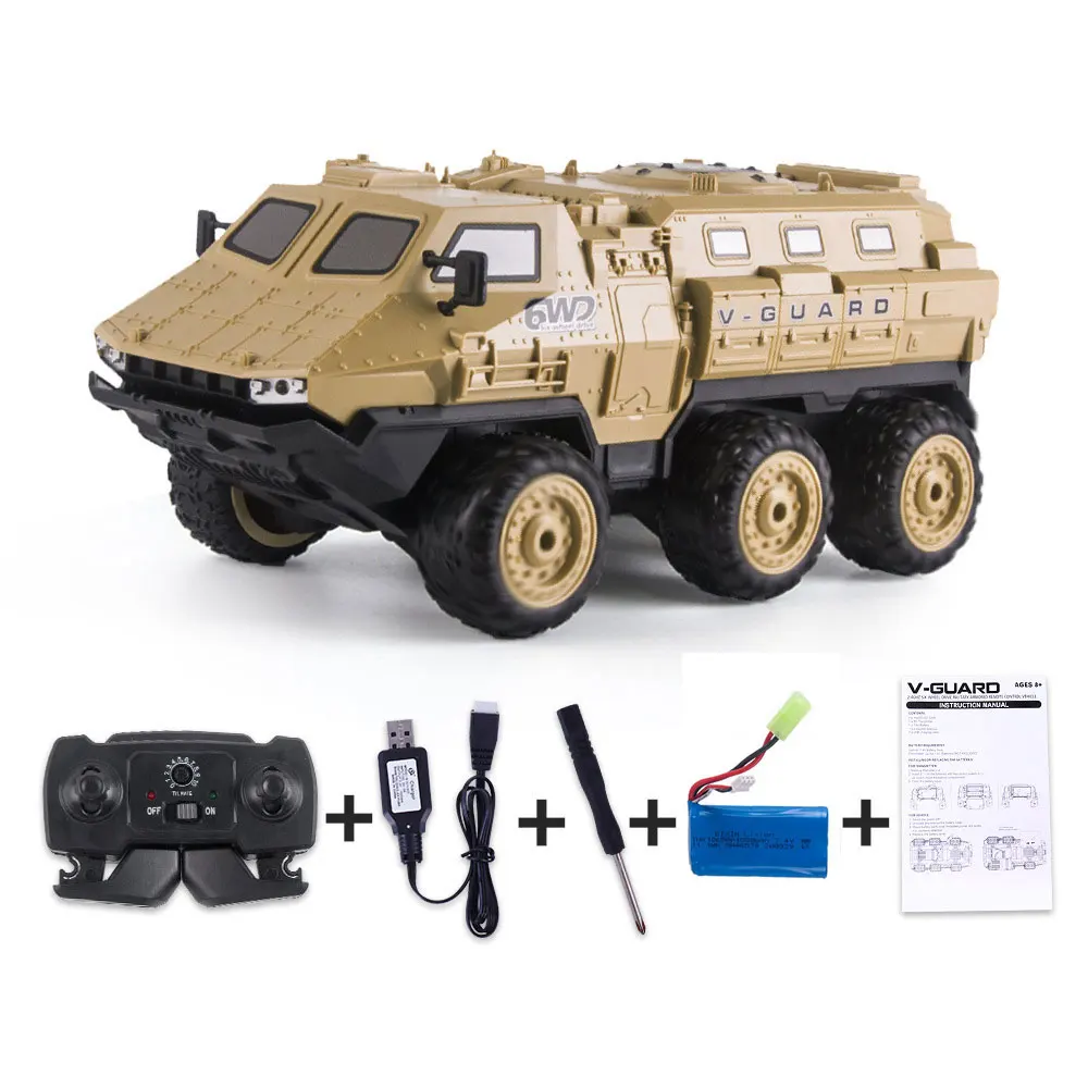 Camión Militar De Control Remoto 6wd (amarillo) 1/16, Vehículo Blindado De Control Remoto De Alta Velocidad Con Led