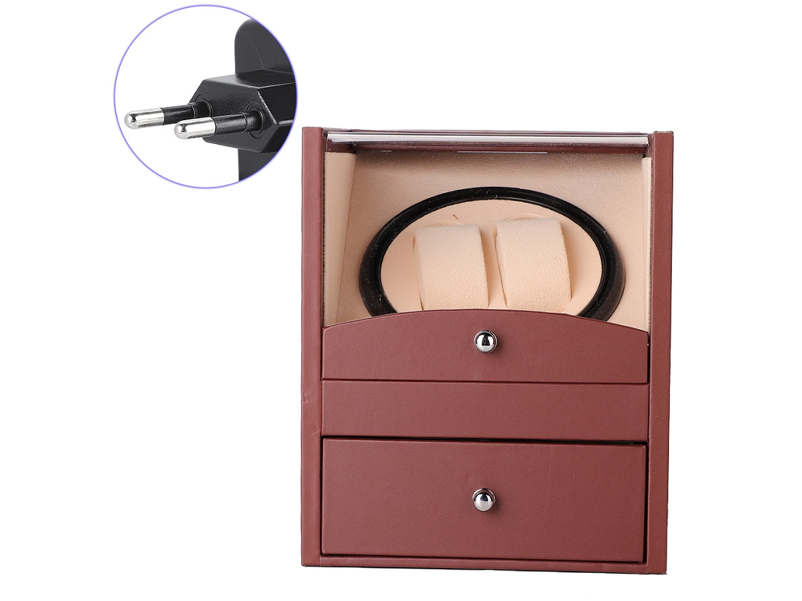 Caja de cuerda automática para relojes mecánicos 22 marrón