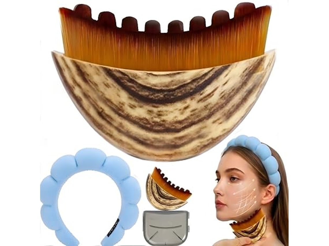 Set De Brocha Facial Y Diadema Con Burbujas Para Contornear El Sistema Linfático | Lifting De Mandíbula Rosa Siurn