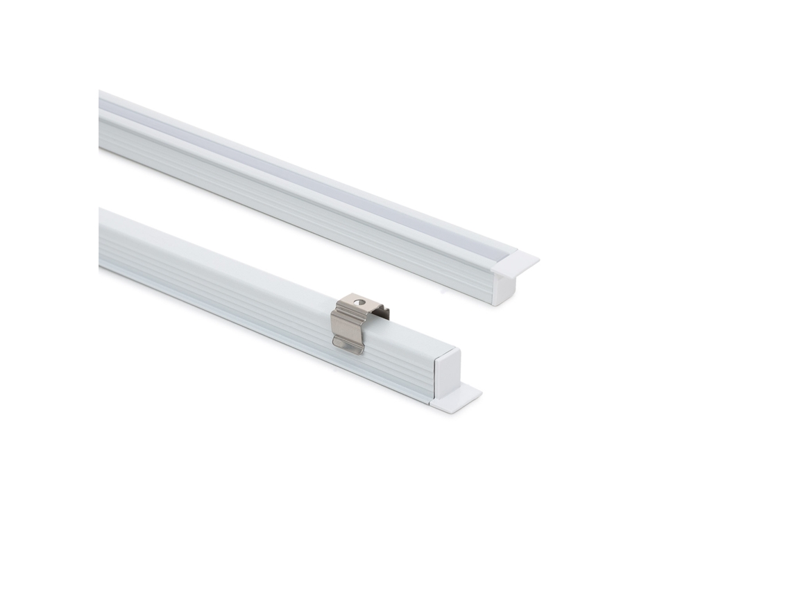 Perfil de Aluminio Empotrable 2m para Tira LED Hasta 6mm Blanco 2 M Semi Transparente Ledkia