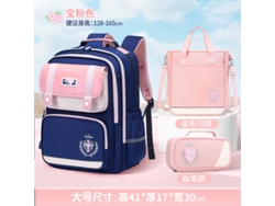Nueva mochila infantil 2026: ligera, de gran capacidad, ideal para estudiantes. Conjunto grande de tres piezas en azul rey y rosa.