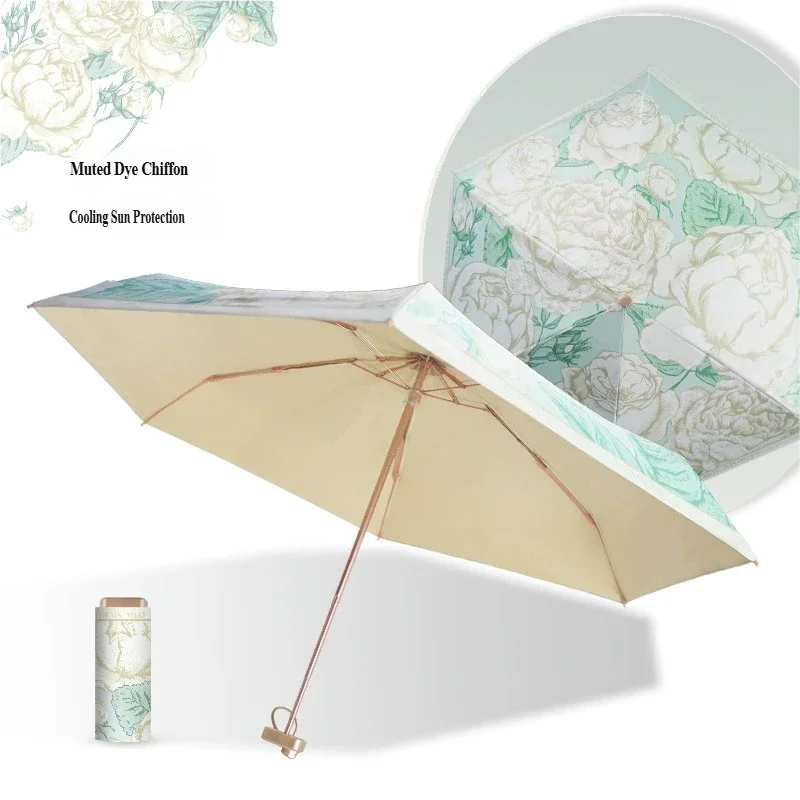 (estilo 5 6k) Sombrilla Estampada Con Revestimiento De Color, Paraguas De Cartón, Protección Uv