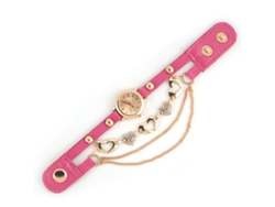 Reloj De Pulsera Para Mujer Con Colgante De Hoja De Arce, Cuarzo Analógico, Rojo Rosa.