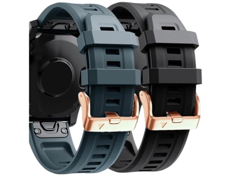Correa Silicona Cierre Metálico para Garmin Instinct 2S Solar Azul Oscuro y Negro Pack 2X VEANXIN