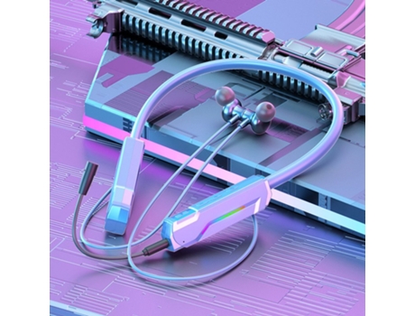 Auriculares Bluetooth Luces colgantes de cuello inalámbrico RGB Música deportiva Universal Cyan
