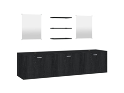 Maison Exclusive - Juego De 6 Piezas De Muebles De Baño De Madera De Ingeniería Negra