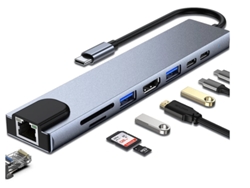 Adaptador concentrador USB C Yizhood gris