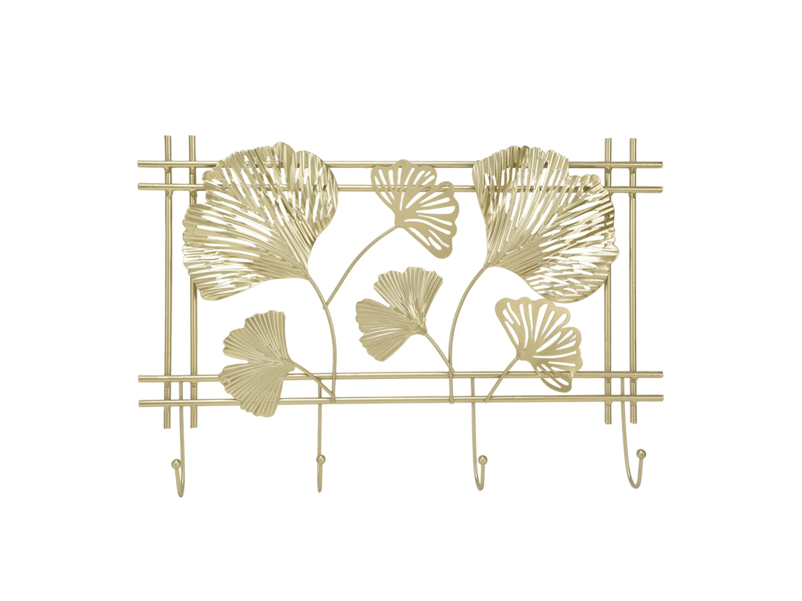 Perchero De Pared Con Diseño De Hoja De Ginkgo, Fabricado En Metal De Primera Calidad, Robusto, Duradero Y De Estilo Elegante.
