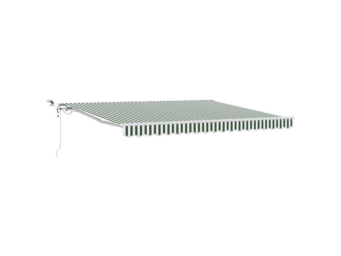 Toldo retráctil automático Vidaxl con LED verde y blanco, poliéster verde (400 x 300 cm)